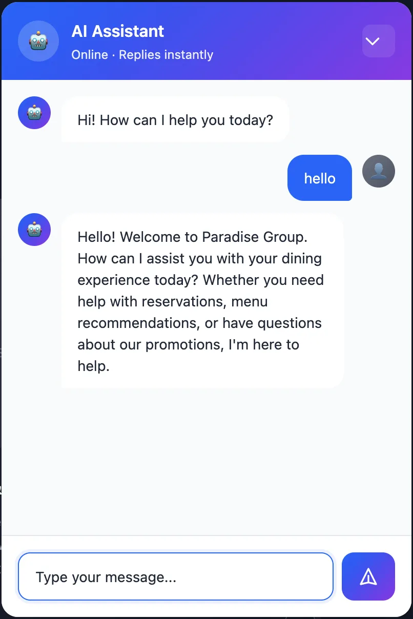 Chat widget streaming a response